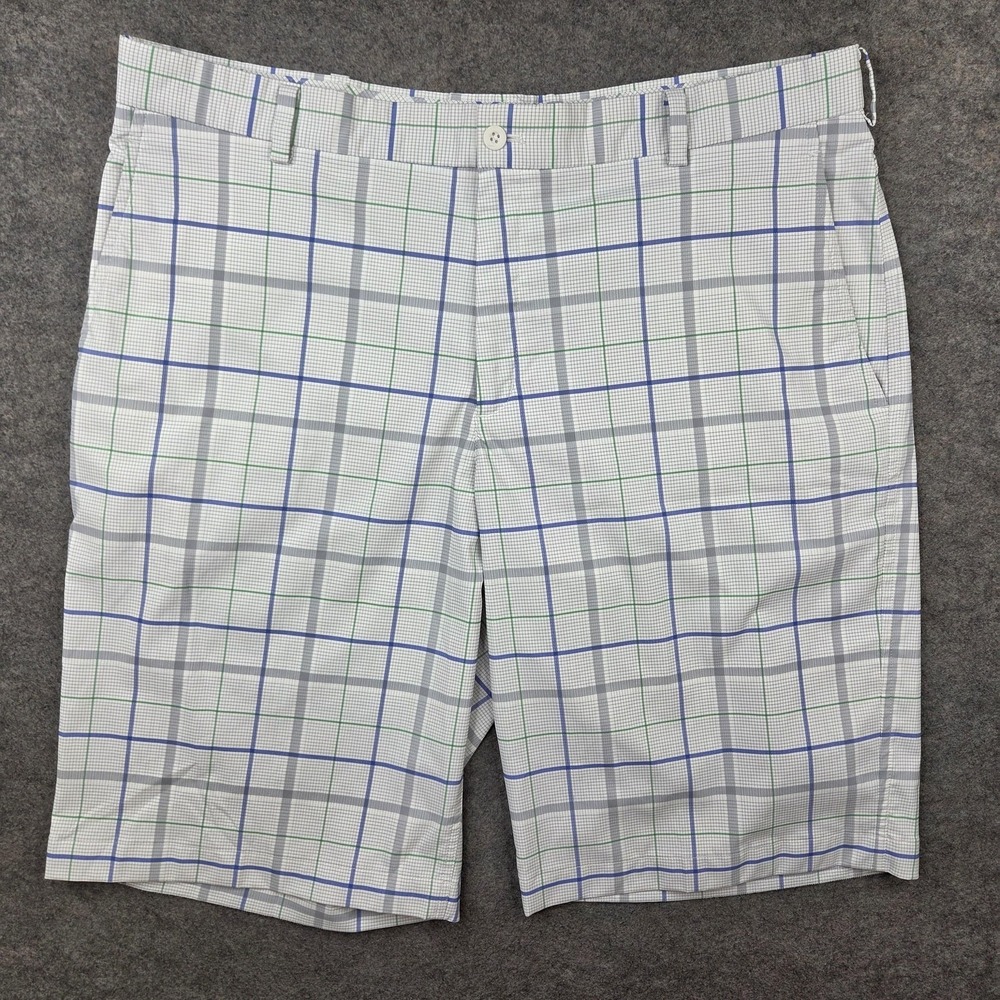 Nike Golf Shorts Mens 38 White Plaid Performance Stretch Lightweight 11‎ Inseam